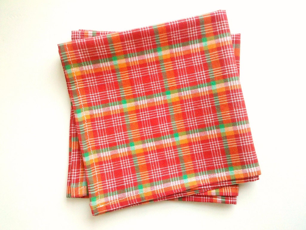 Red Plaid Cloth Napkins