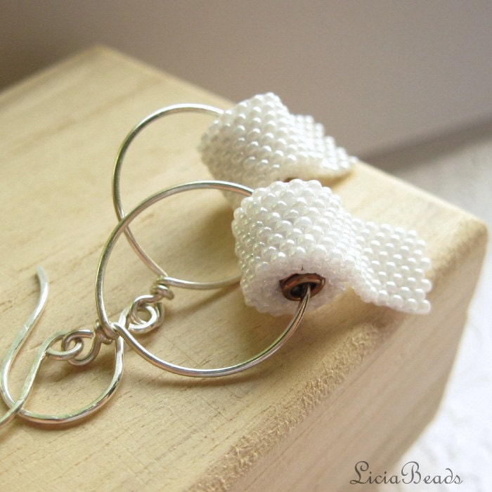 Toilet Paper earrings on hoops  in sterling silver, allow 2-3 weeks before shipping