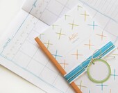 Printable Calendar and Matching Gift Tags ( PDF Blank Inside Booklet) - Yellow, Blue, Green and Orange X's