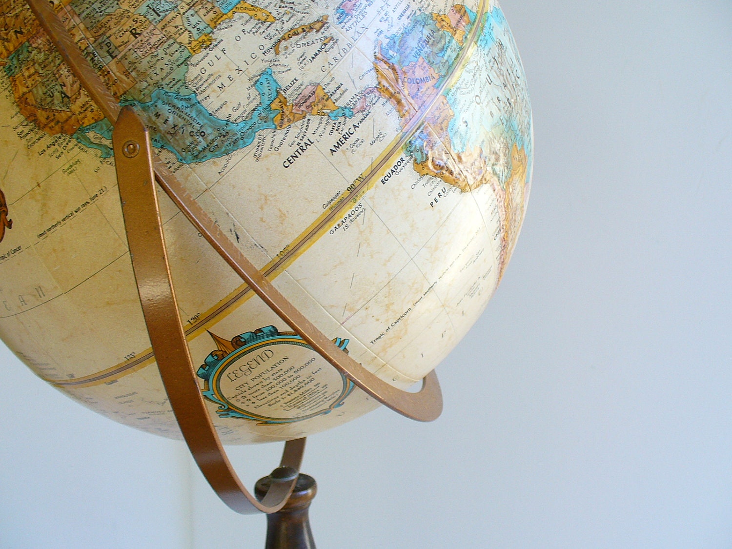 Vintage Replogle Globe World Classic Floor Stand / Sepia
