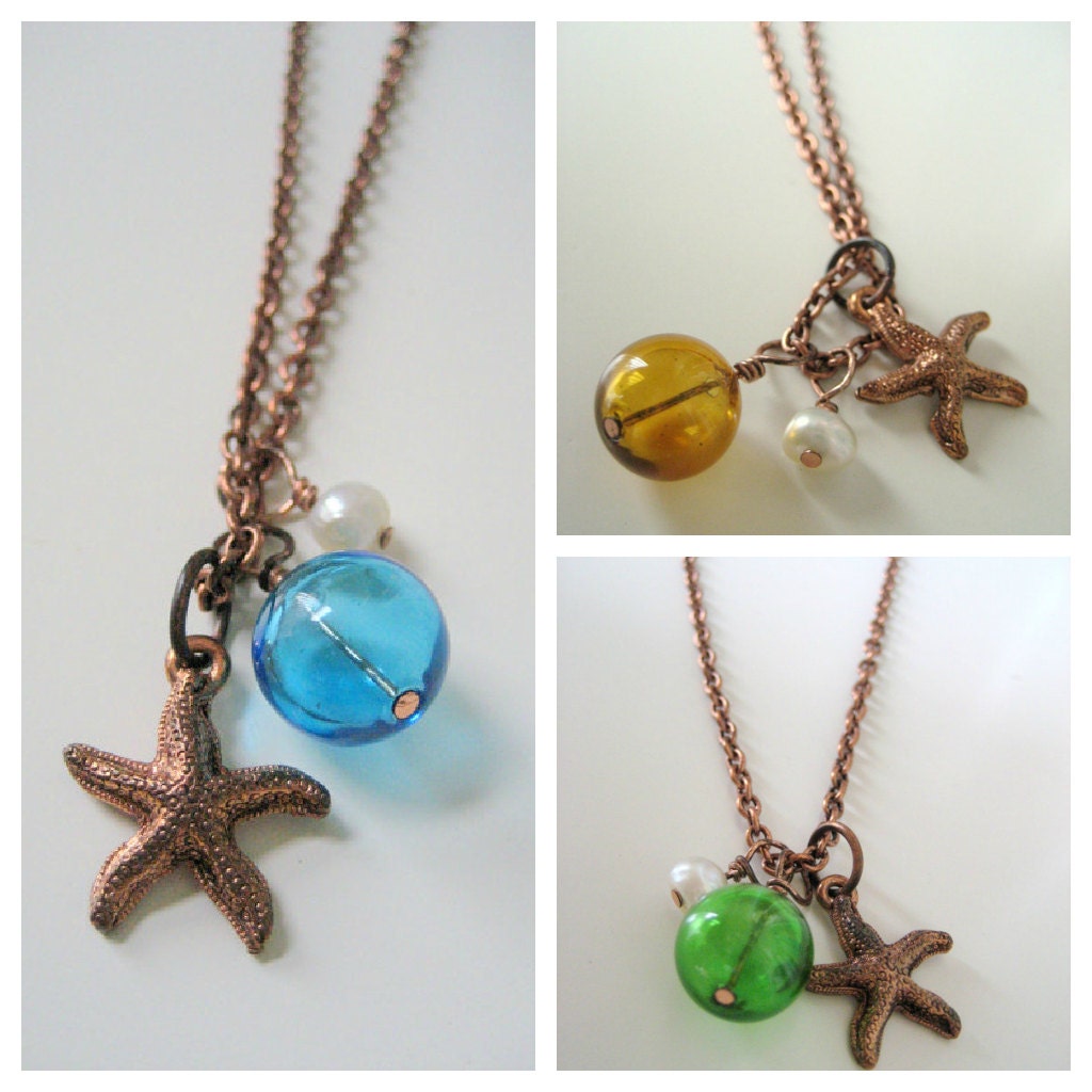 Remember the Sea Rustic Charm Necklace Starfish Choice of Color Pendant