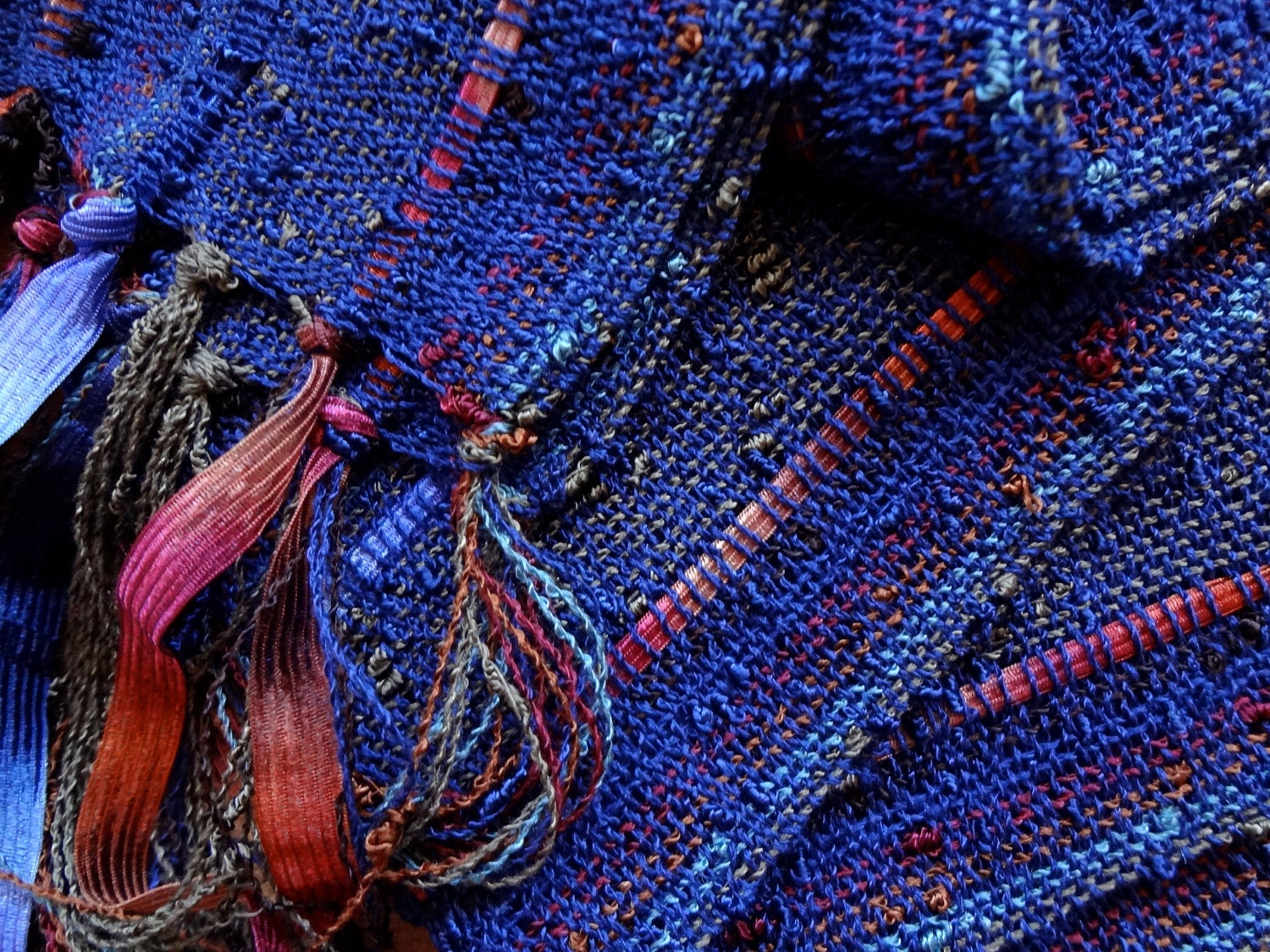 handwoven scarf lightweight midnight blue