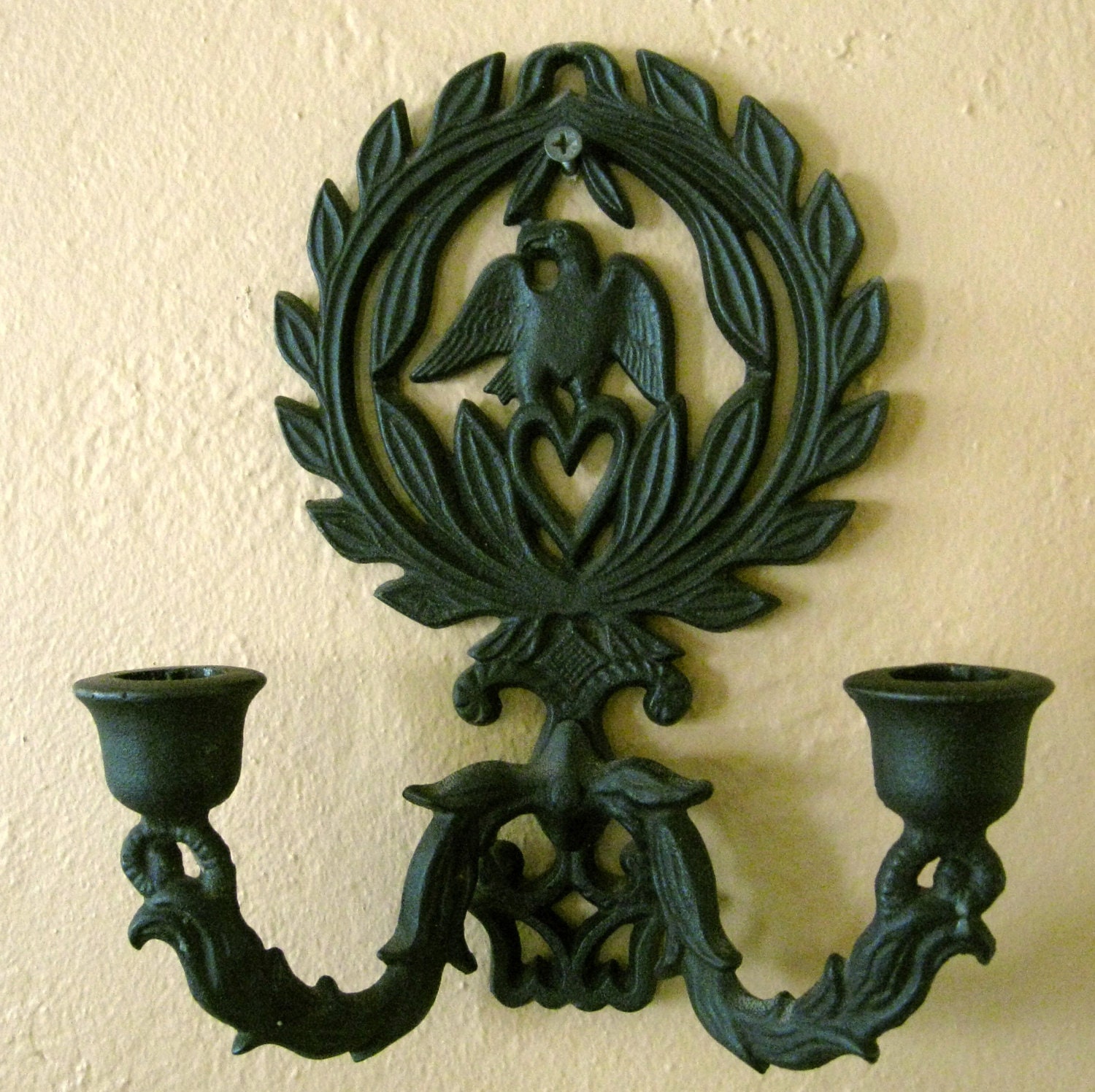 Vintage Cast Iron Candle Wall Sconce by Somethingcharming on Etsy