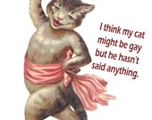 Gay Cat - Retro Collage Greeting Card