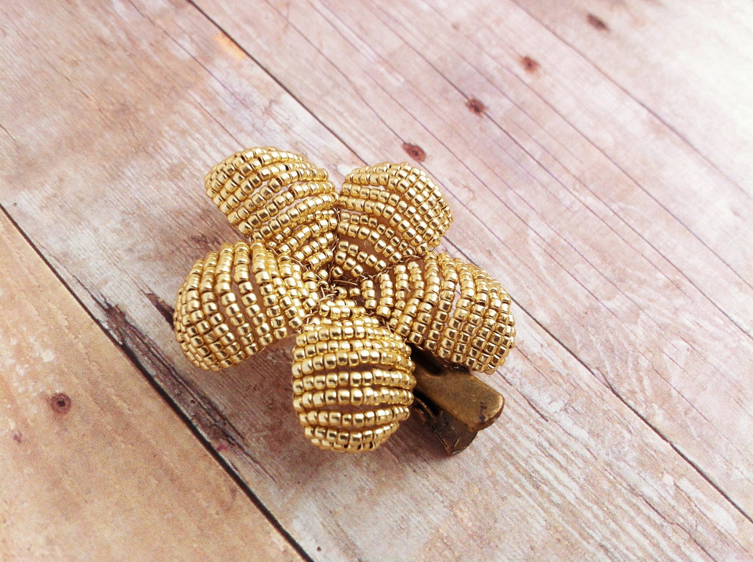 Flower Hair Clip - Bright Gold Hair Clip - Ododo Originals
