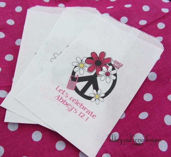 Tween Birthday Party Favor Bags by abbeyandizziedesigns on Etsy