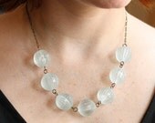 Pale Blue Beaded Necklace with Vintage Lucite Beads