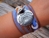 Heart Jewelry, Follow Your Heart Inspirational Quote Bracelet, STERLING Silver Silk Wrap Bracelet, Hand Stamped Boho Bohemian Jewelry, Heart