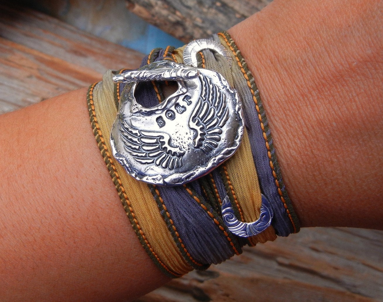 Sterling Silver Jewelry Gift for Women, READY to SHIP Gift for Her, Cool Jewelry, Sterling Silver Silk Wrap Bracelet, 10 Designs READY