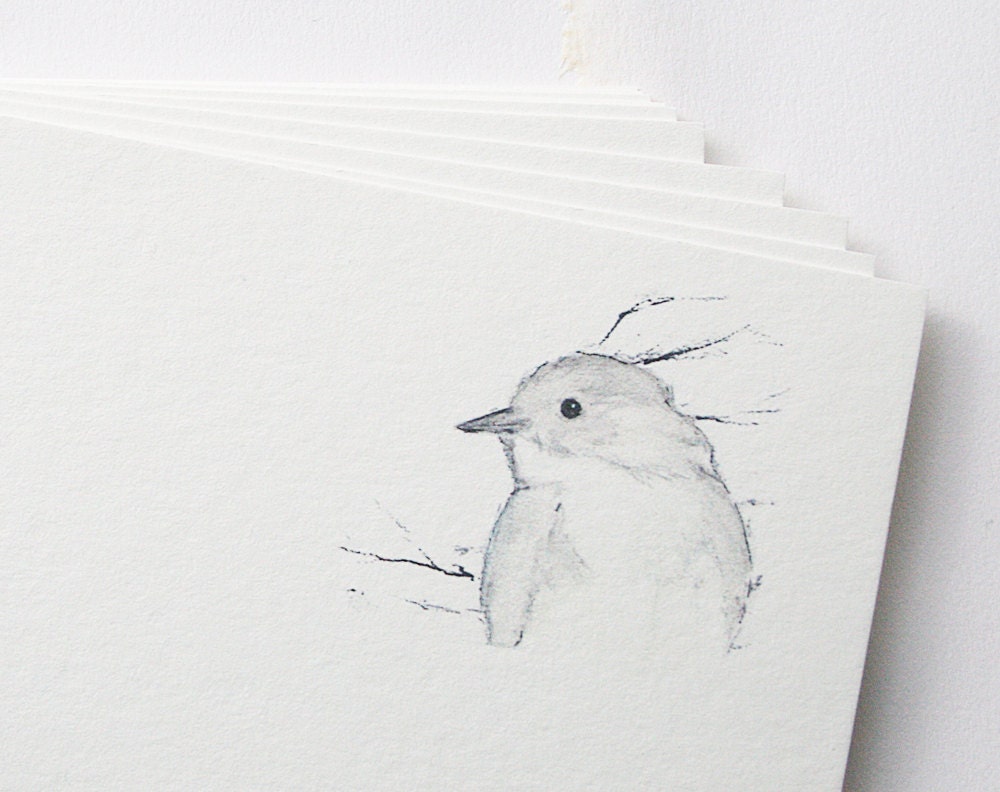 Bird Stationery/Flat Cards and Envelopes - set of 10 - Eco-friendly, Gift for Hostess, Teacher, Mother, Grandmother, Writer