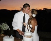 Wedding Cake Topper / 6 in high / Wood / Any Letter A - Z / Shabby Cottage