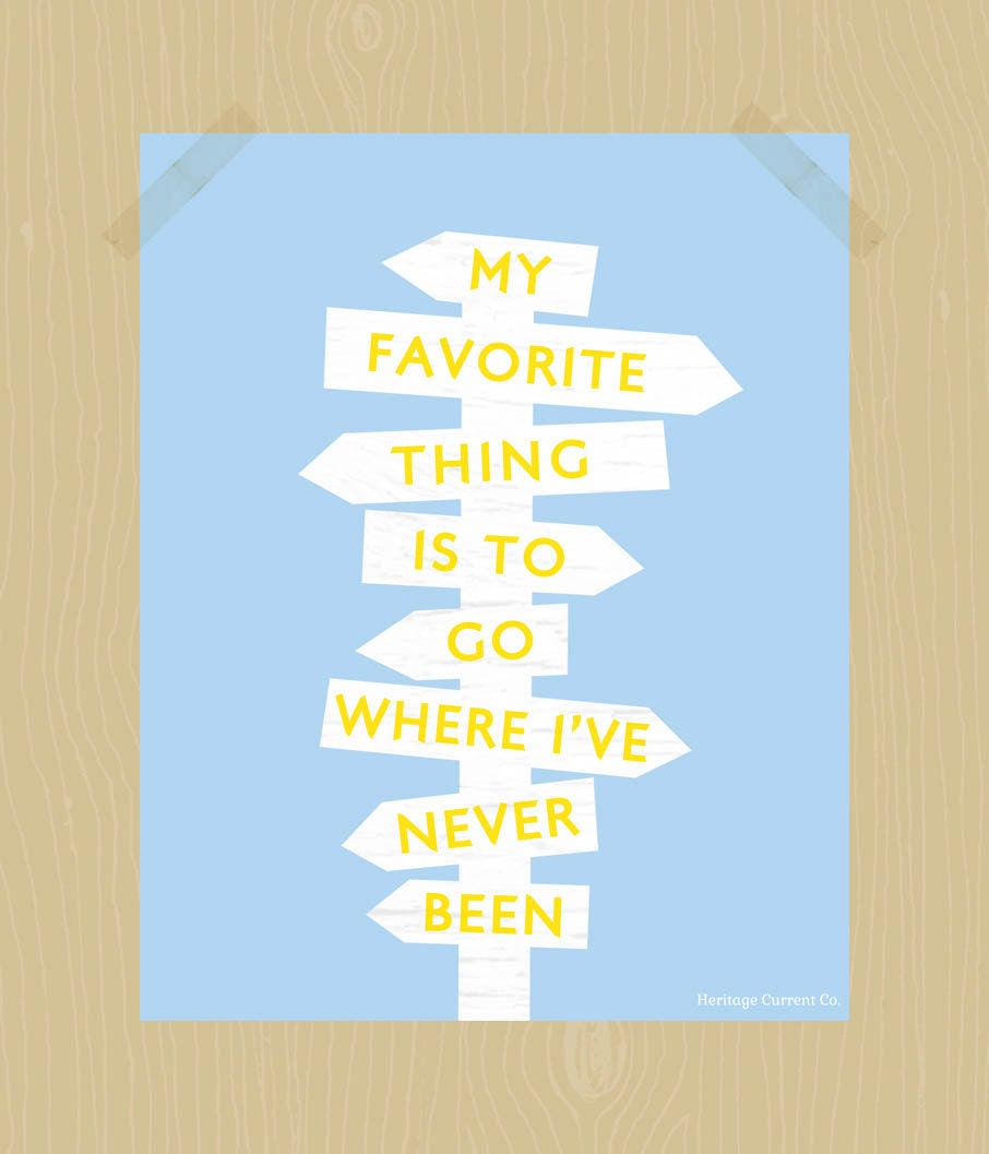 Where I've Never Been Printable World Travel Quote 8 x 10 Digital Print Summer Road Trip