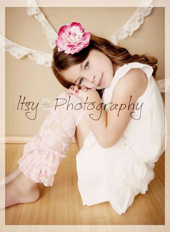 Leggings OR Leg Warmers of lace Ruffles- Baby Pink