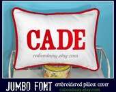 JUMBO Harper Font Name or Word Personalized Pillow Cover - Lumbar Size 12 x 16