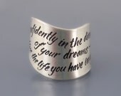 Etched Sterling Silver Thoreau Ring - Graduation Gift - Inspirational Quote Ring - Go confidently in the direction of your dreams