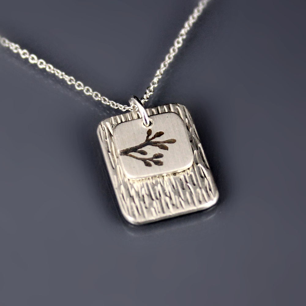 Layered Branch Necklace - Etched Sterling Silver