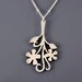 Brushed Silver Flower Necklace - Floral Branch - Nature Jewelry