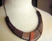Vintage MOD 60s 70s Assymetrical Reticulated Exotic Wood Collar Necklace - Geometric & Edgy