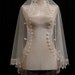 Ivory Swiss Dot Elbow Length Wedding Veil With Lace Edging And Crystals - RESERVED FOR TATYANAB