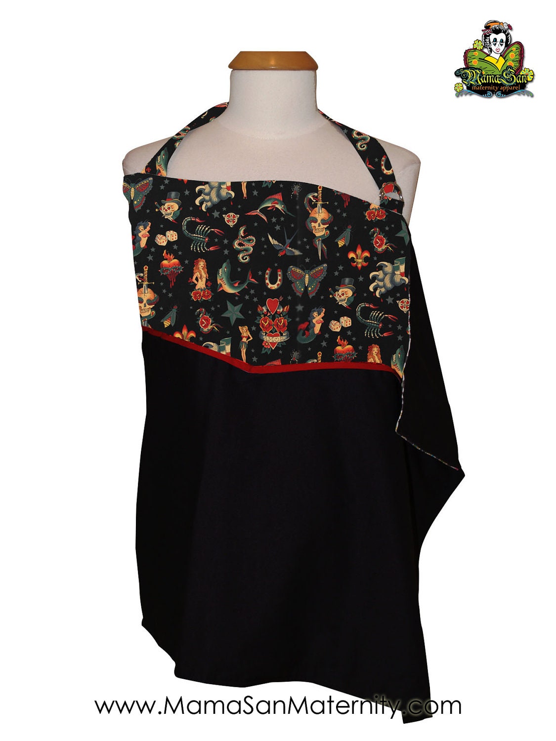 Nursing Cover / Breastfeeding cover Vintage Rockabilly Tattoo by MamaSan maternity- baby shower gift