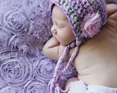 Crochet Baby Hat, Crochet Baby Bonnet, Newborn Girl Hat, Baby Girl Hat, Infant Girl Hat, Purple, Baby Pixie Hat