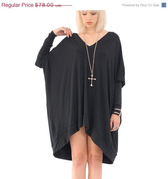 20 OFF SALE BABOOSHKA Long Sleeve Oversized Asymetrical T Shirt Dress