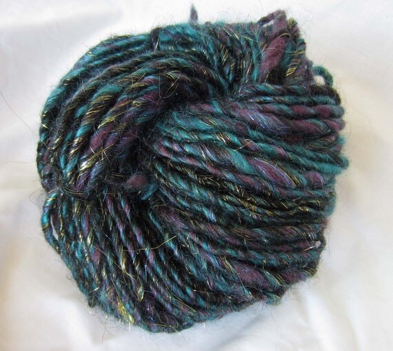 Peacock Colors Handspun singles yarn 84 by FiberAddictDesigns