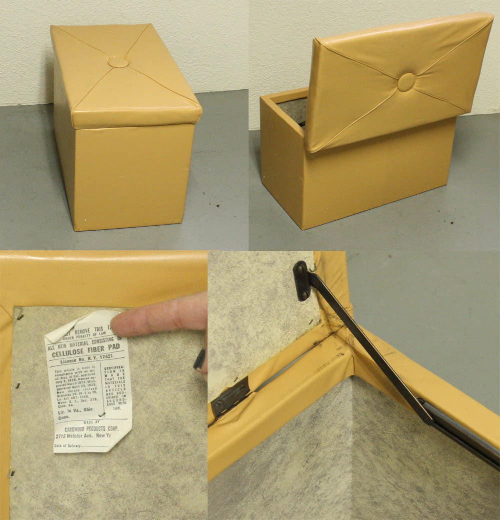 Vintage storage hassock - foot stool - ottoman - container - toy box - toy chest - butterscotch - Cardwood