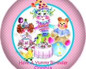 Personalized Melamine dinerware Happy Birthday plate  Introducing The Yummy Tea Party by Rosanna Hope for Baby Bon Bons