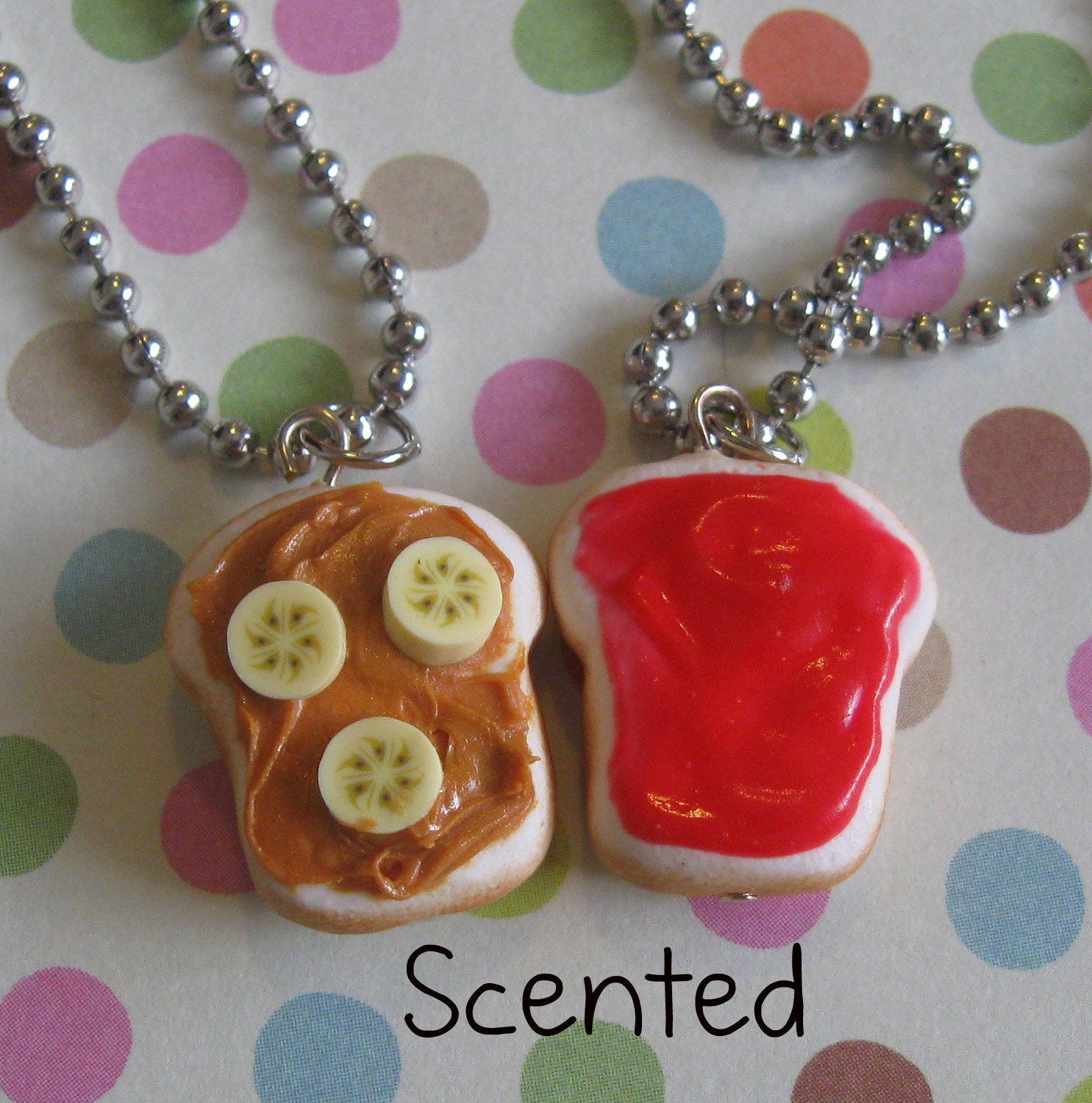 SCENTED Peanut Butter and Banana and Strawberry Jelly Best Friend Necklaces
