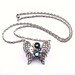 Steampunk Necklace - A Vintage Clockwork Butterfly & Light Sapphire Blue and Montana Swarovski Crystals - PROMPTLY SHIPPED Steampunk Jewelry