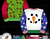 Ugly Christmas Sweaters set 1 with 25 digital graphics png 300dpi clear backgrounds