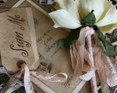 Alice in Wonderland Guest Book with Vintage Style Flower Pen - Sign Me tag, moleskine journal, flower pen- choose ribbon and theme