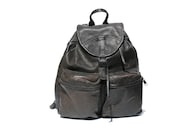 Black Leather Front Pocket Backpack
