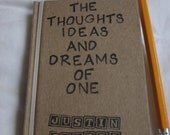 Personalized Thoughts Ideas Dream journal mini Hand held book personalized with name