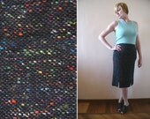 Sexy Secretary Black Pencil Skirt with Rainbow Threads Throughout