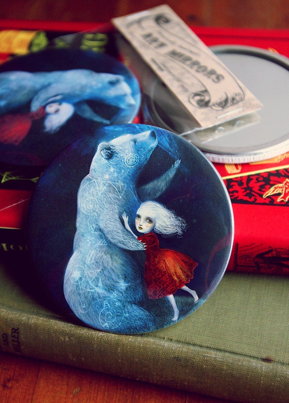 Star Bear watched over Her  -  pocket mirror by Meluseena