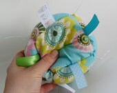 Jumble Ball Sensory Baby Block with rattle and ribbon tags - Baby Girl