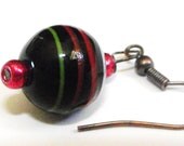Black earrings dangle striped