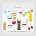 Drinks clipart, cocktails clipart, beverages clipart - martini, wine, beer, fruit cocktails, champagne personal and commercial use