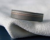 Ring or Wedding Band Titanium with Silver and Rose Gold Pinstripes
