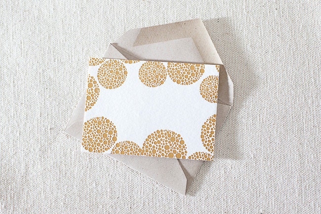Foil Stamped Gift Tags - Bamboo paper, kraft envelopes, set of 6 cards. F3-22G