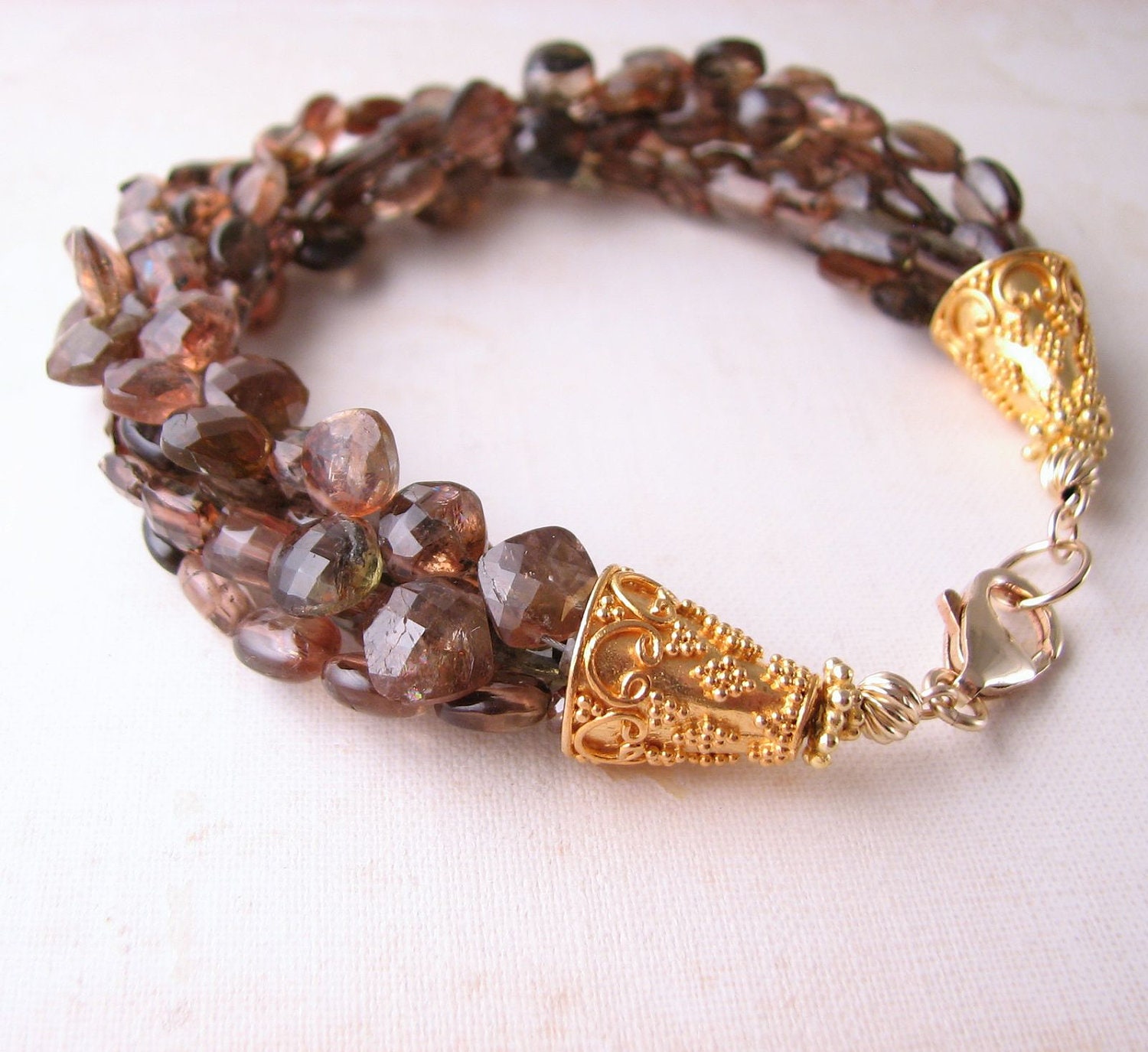 Andalusite beaded bracelet gemstone multi strand luxe