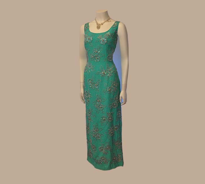 1950s dress / Vintage 50's Bombshell Beaded Sequin Gown Dress