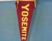 1940s Yosemite, CA Souvenir Vintage Wall Pennant, Wool Felt