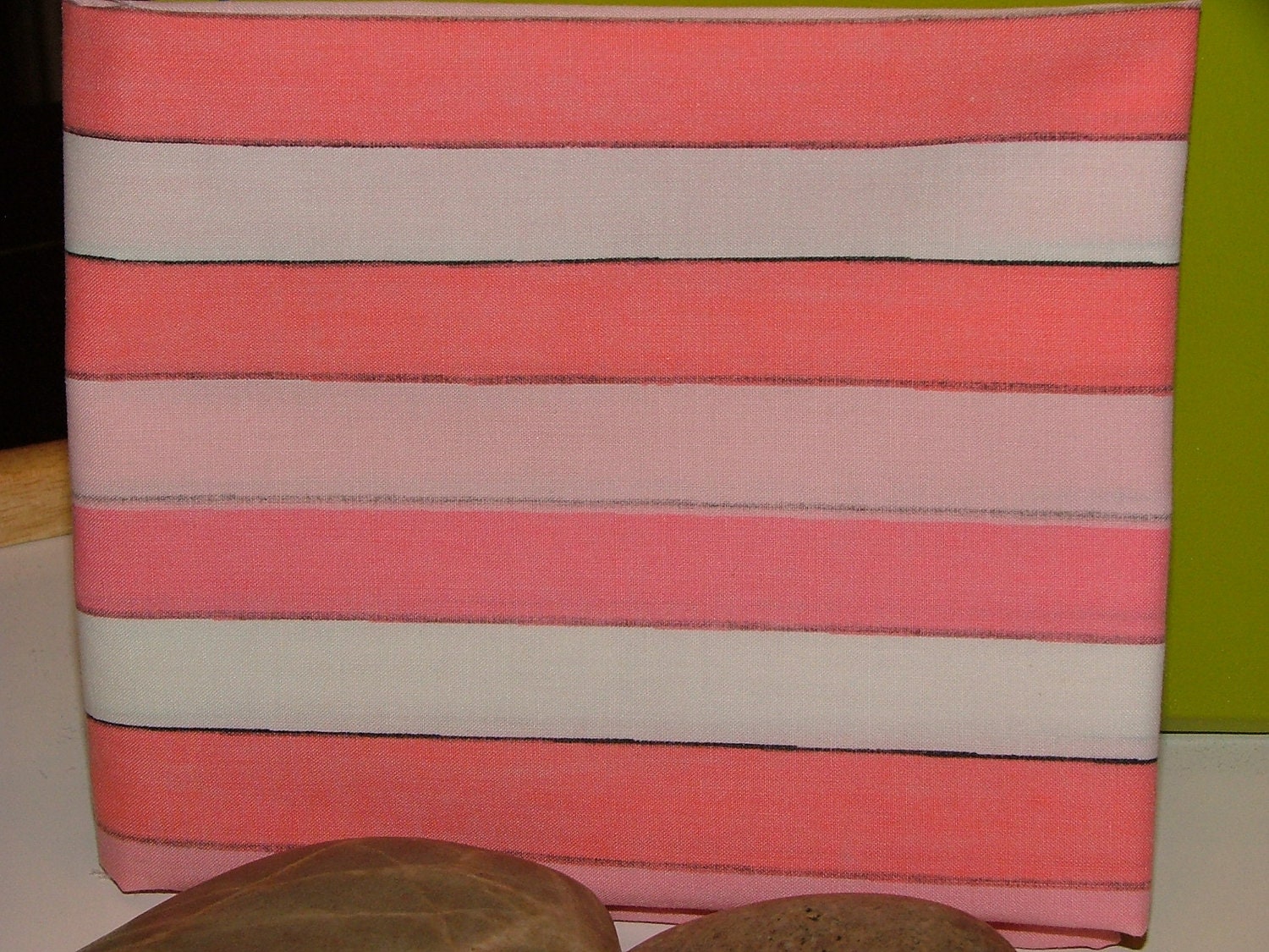 Sketchy Pink Stripes - fat quarter - upcycled sheet fabric