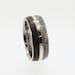 Meteorite Wedding Band / Titanium Ring inlaid with Meteorite Dinosaur Bone and 14K Yellow Gold