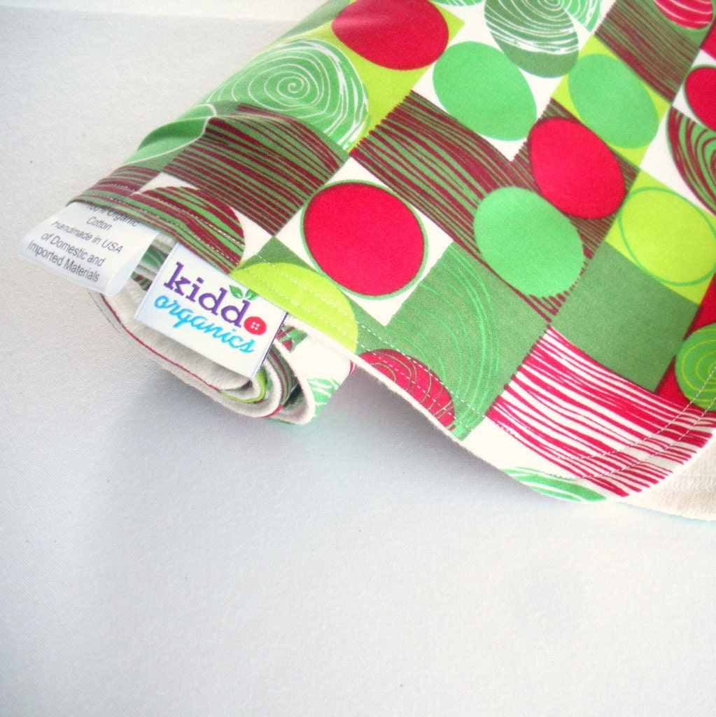 Kid's Organic Blanket - Back to School - Eco Friendly - Big Kid Blanket - Red and Green --- READY TO SHIP