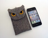 iPhone 5 case - Owl in gray felt - Made to order