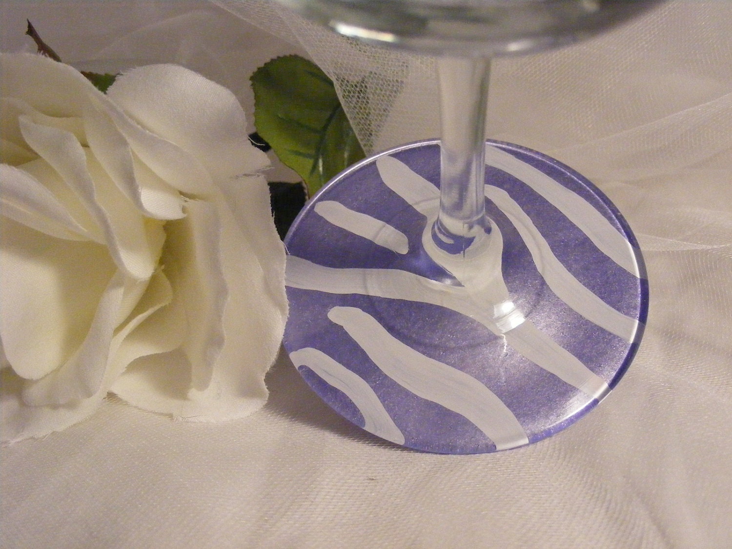 elegant purple zebra wine glass - great gift for bride, bridesmaids, birthday, baby shower